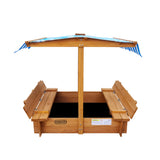 Mazam Kids Sandpit Wooden Sandbox Beach with Canopy