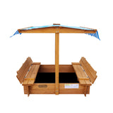 Mazam Kids Sandpit Wooden Sandbox Beach with Canopy - Front View