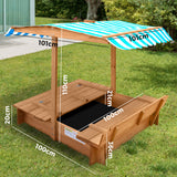 Mazam Kids Sandpit Wooden Sandbox Beach with Canopy - Rear View
