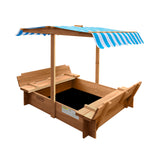 Mazam Kids Sandpit Wooden Sandbox Beach with Canopy - 45-Degree Angle