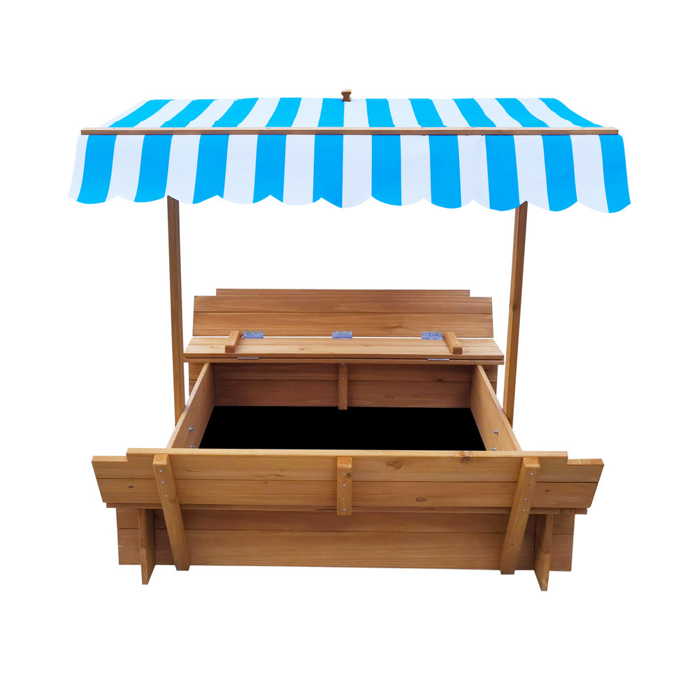 Mazam Kids Sandpit Wooden Sandbox Beach with Canopy