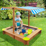 Mazam Sandpit Kids Toy Sandbox with Canopy 95 x 95 x 95cm - Rear View
