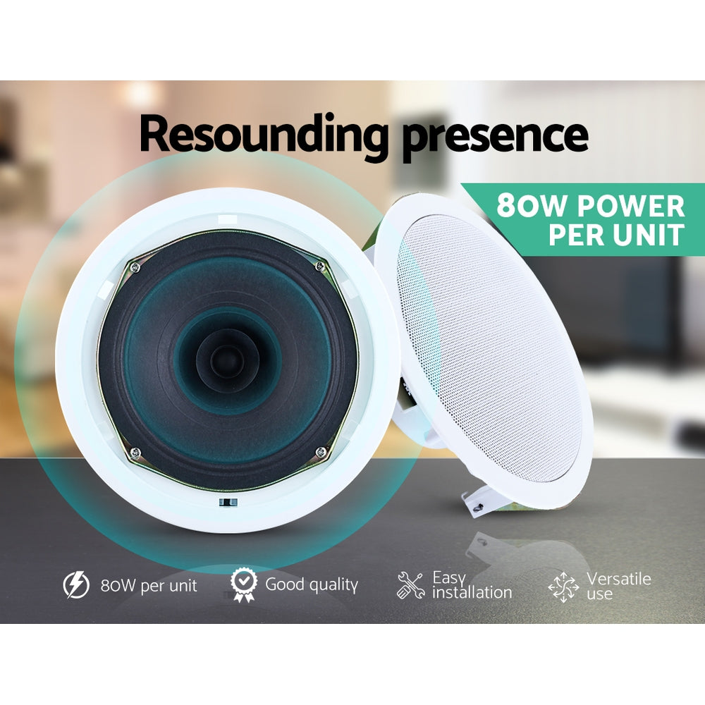 Giantz 6-Inch In-Ceiling Speakers - Home Audio Stereo System (Set of 6)