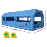 Giantz Inflatable Spray Booth Car Paint Tent 1000X500X350cm 2 Blowers Filter Mobile Garage Workstation - Front View