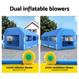 Giantz Inflatable Spray Booth Car Paint Tent 1000X500X350cm 2 Blowers Filter Mobile Garage Workstation - Close-Up Angle