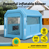 Giantz Inflatable Paint Booth 2.5X2.5X3M Inflatable Spray Booth with 550W Powerful Blower and Air Filter System, Round Roof with Light Hook, for Painting Bicycle, Motorcycle, Furniture Refinishing DIY - Rear View
