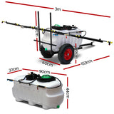 Giantz Weed Sprayer 100L Trailer 3M Boom Garden Spray - Front View