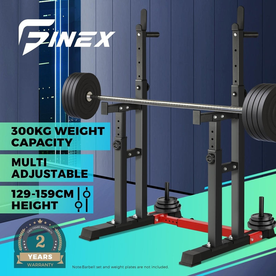 Finex Adjustable Squat Rack Barbell Bar Stand Black, image 5