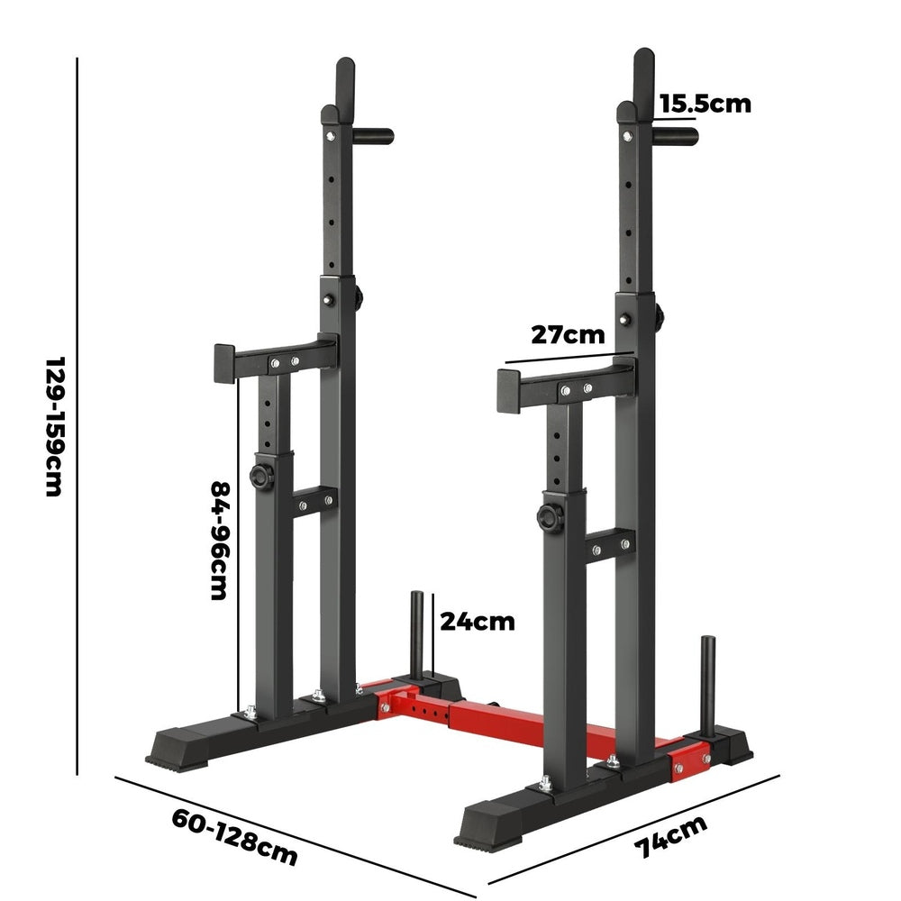 Finex Adjustable Squat Rack Barbell Bar Stand Black