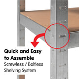 5 Shelf Adjustable Storage Rack Work Table Galvanized Steel 180x90cm