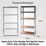 5 Shelf Adjustable Storage Rack Work Table Galvanized Steel 180x90cm