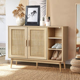 Oikiture Shoes Storage Cabinet 4 Closed & 3 Open Shelves