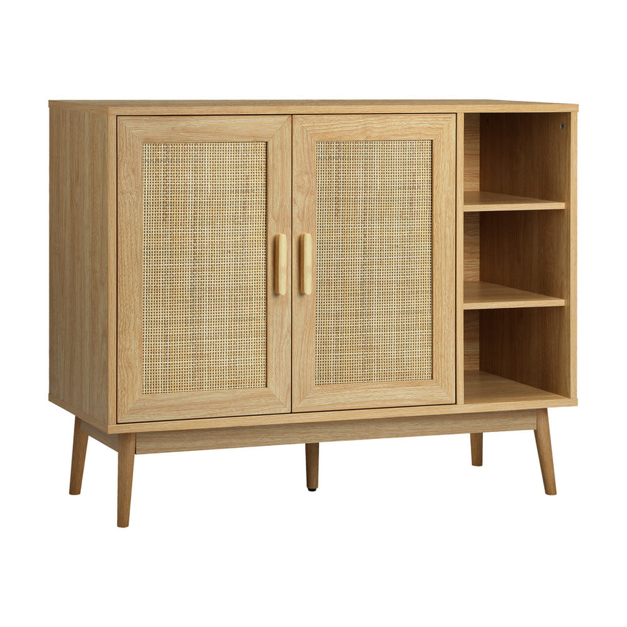 Oikiture Shoes Storage Cabinet 4 Closed & 3 Open Shelves