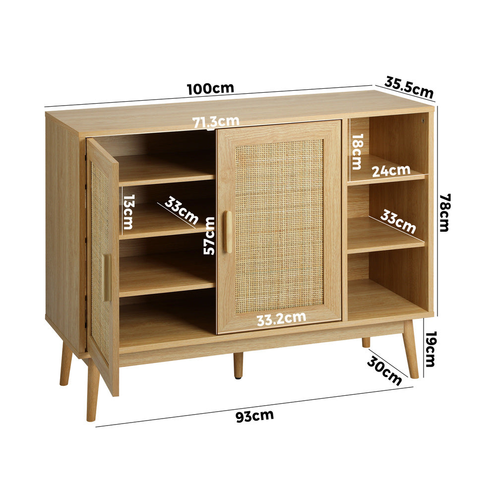 Oikiture Shoes Storage Cabinet 4 Closed & 3 Open Shelves