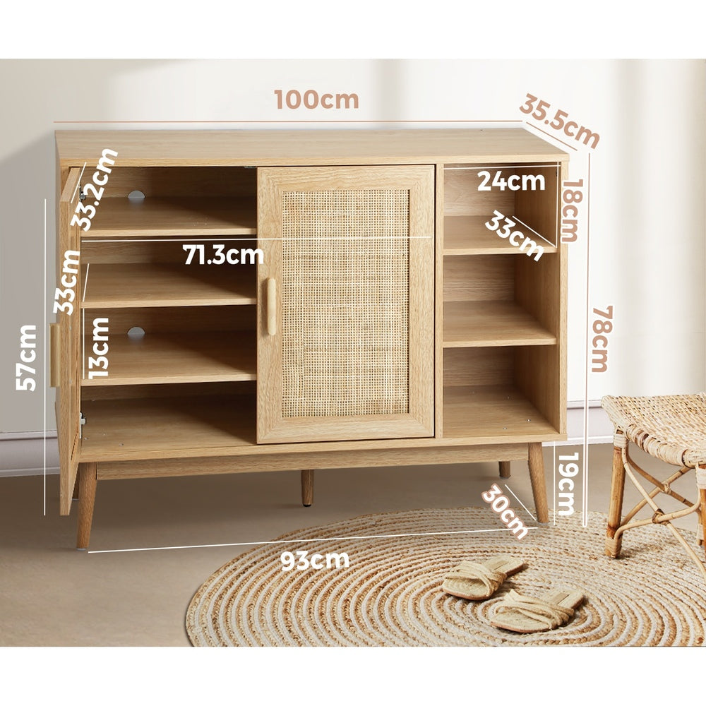 Oikiture Shoes Storage Cabinet 4 Closed & 3 Open Shelves
