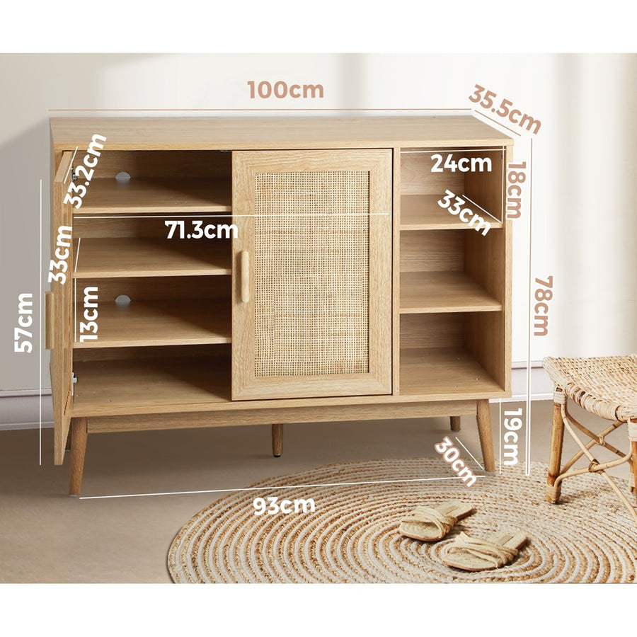 Oikiture Shoes Storage Cabinet 4 Closed & 3 Open Shelves, image 7