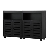 Oikiture Shoes Storage Cabinet 2 Doors Black Set of 2