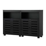 Oikiture Shoes Storage Cabinet 2 Doors Black Set of 2