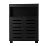 Oikiture Shoes Storage Cabinet 2 Doors Black Set of 2