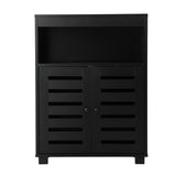 Oikiture Shoes Storage Cabinet 2 Doors Black Set of 2 - Front View