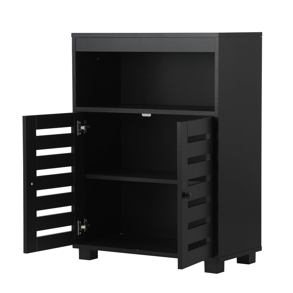 Oikiture Shoes Storage Cabinet 2 Doors Black Set of 2