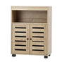 Oikiture Shoes Storage Cabinet Organiser Shelf 2 Doors Brown