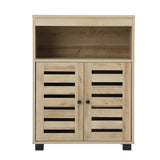 Oikiture Shoes Storage Cabinet Organiser Shelf 2 Doors Brown - Low Angle