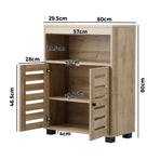 Oikiture Shoes Storage Cabinet Organiser Shelf 2 Doors Brown