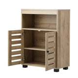 Oikiture Shoes Storage Cabinet Organiser Shelf 2 Doors Brown