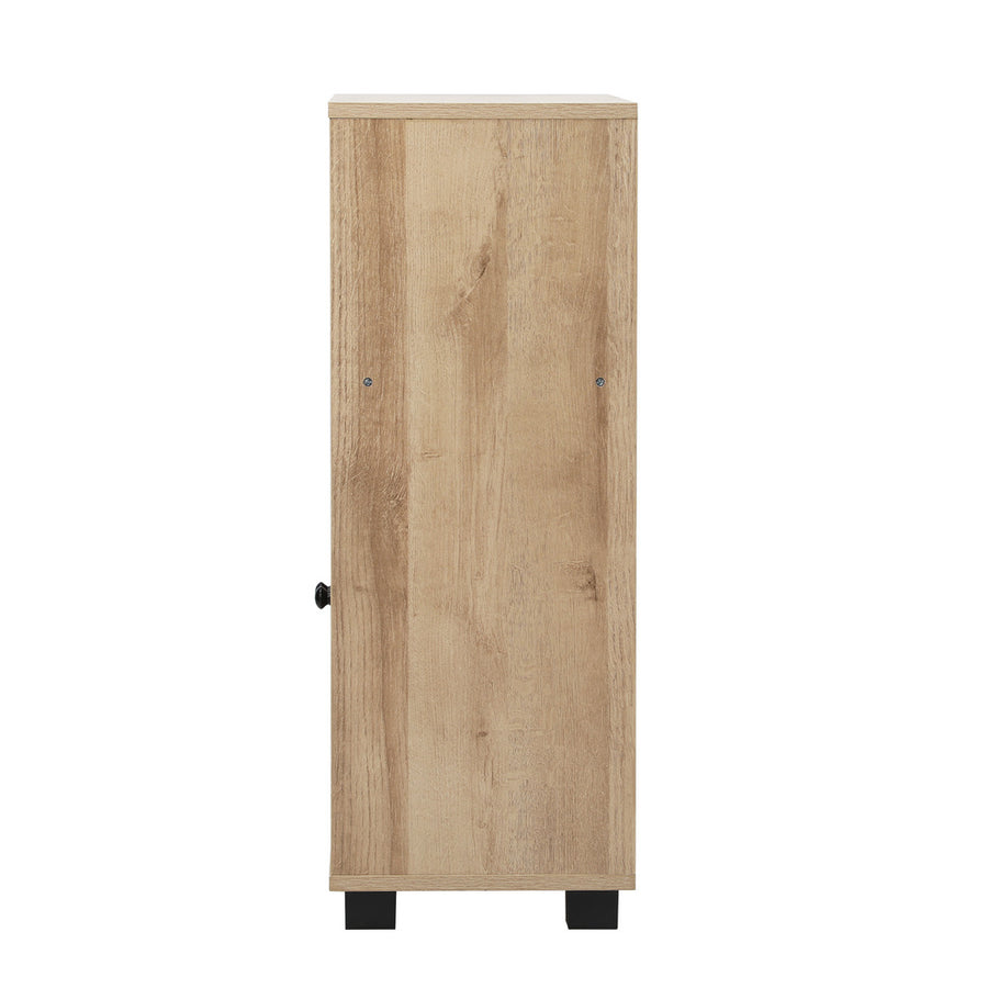 Oikiture Shoes Storage Cabinet Organiser Shelf 2 Doors Brown