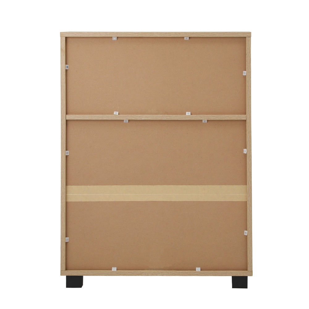 Oikiture Shoes Storage Cabinet Organiser Shelf 2 Doors Brown