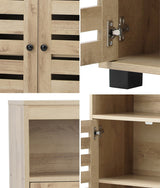 Oikiture Shoes Storage Cabinet 2 Doors Brown Set of 2 - Close-Up Angle