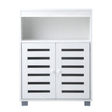Oikiture Shoes Storage Cabinet Organiser Shelf 2 Doors White - Side View