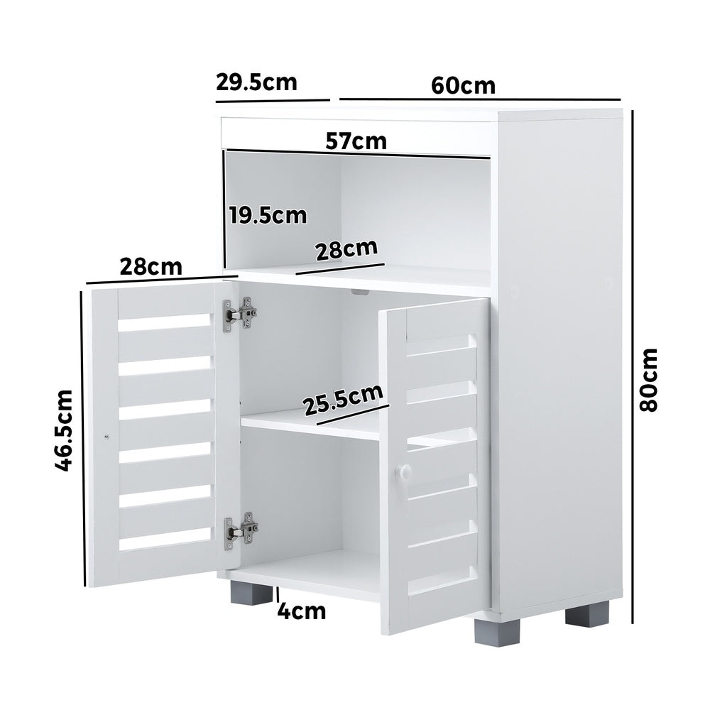 Oikiture Shoes Storage Cabinet Organiser Shelf 2 Doors White
