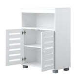 Oikiture Shoes Storage Cabinet Organiser Shelf 2 Doors White - Close-Up Angle