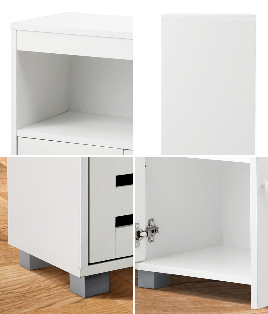 Oikiture Shoes Storage Cabinet Organiser Shelf 2 Doors White