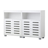 Oikiture Shoes Storage Cabinet 2 Doors White Set of 2