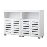 Oikiture Shoes Storage Cabinet 2 Doors White Set of 2