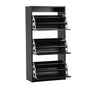 Oikiture Shoe Storage Cabinet 3 Doors 45 Pairs Black