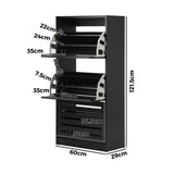 Oikiture Shoe Storage Cabinet 3 Doors 45 Pairs Black