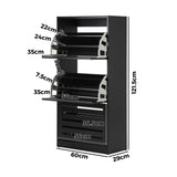 Oikiture Shoe Storage Cabinet 3 Doors 45 Pairs Black - Close-Up Angle