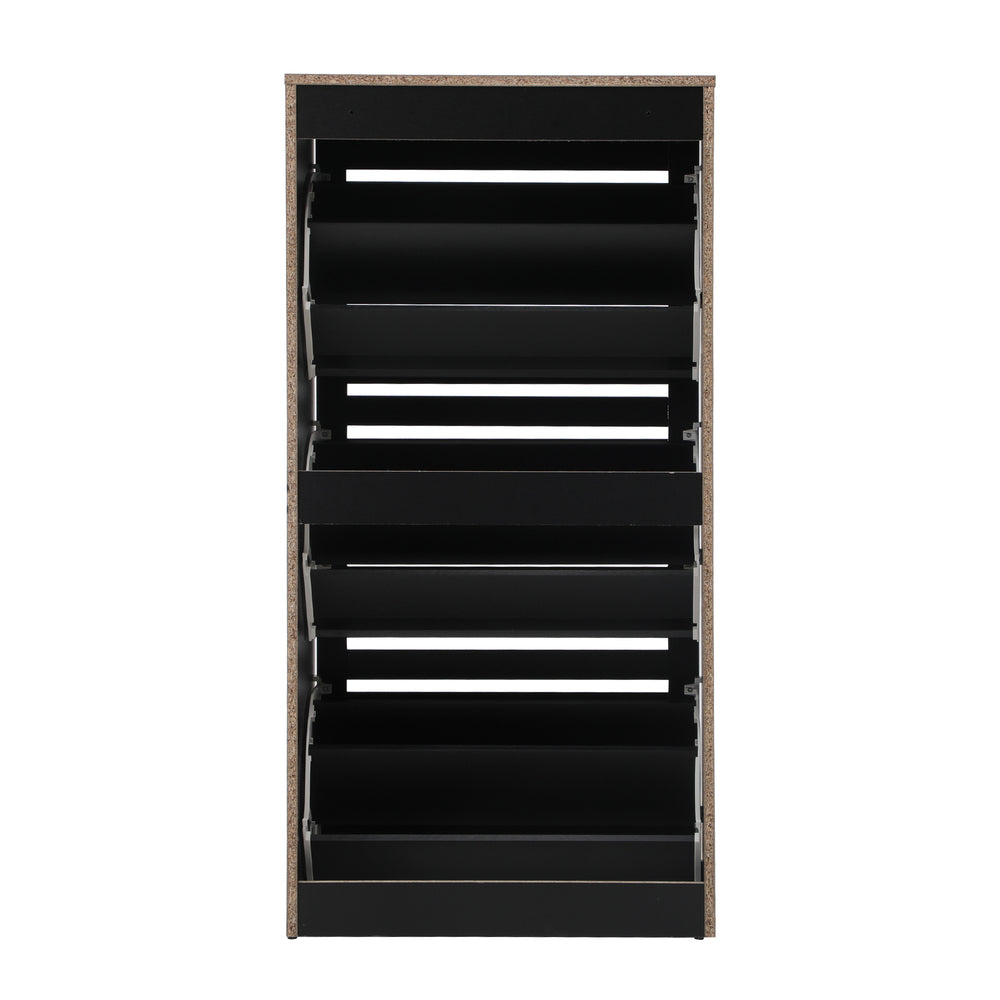Oikiture Shoe Storage Cabinet 3 Doors 45 Pairs Black