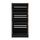 Oikiture Shoe Storage Cabinet 3 Doors 45 Pairs Black - Front View