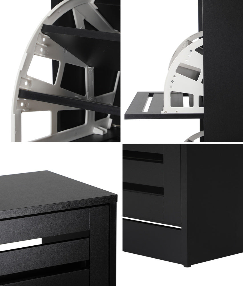 Oikiture Shoe Storage Cabinet 3 Doors 45 Pairs Black