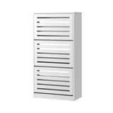 Oikiture Shoe Storage Cabinet 3 Compartments with Rows White