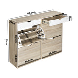Oikiture Shoe Storage Cabinet 4 Compartment with Rows 2 Drawers - Front View