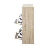 Oikiture Shoe Storage Cabinet 4 Compartment with Rows 2 Drawers - Side View