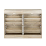 Oikiture Shoe Storage Cabinet 4 Compartment with Rows 2 Drawers