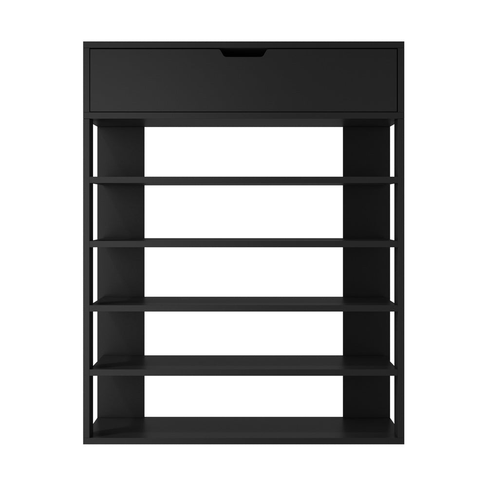 Oikiture Shoes Storage Rack 5-tier Shelves with Drawer Black