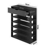 Oikiture Shoes Storage Rack 5-tier Shelves with Drawer Black - Top-Down View
